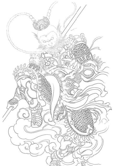齐天大圣魔猴纹身手稿图片