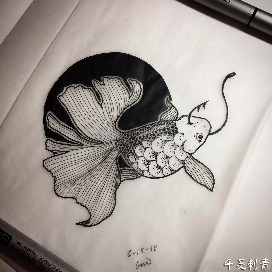 小鱼纹身手稿图片