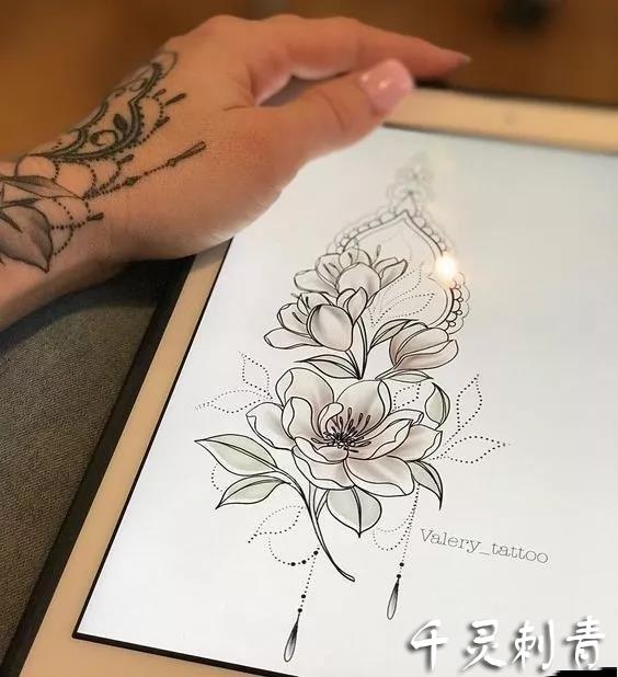 梵花纹身,梵花纹身手稿,梵花纹身手稿图案